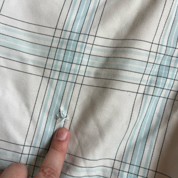 Y2K 00s Quiksilver Blue & White Plaid Shorts Embroidered Logo Surf Size 29 - Picture 5 of 7